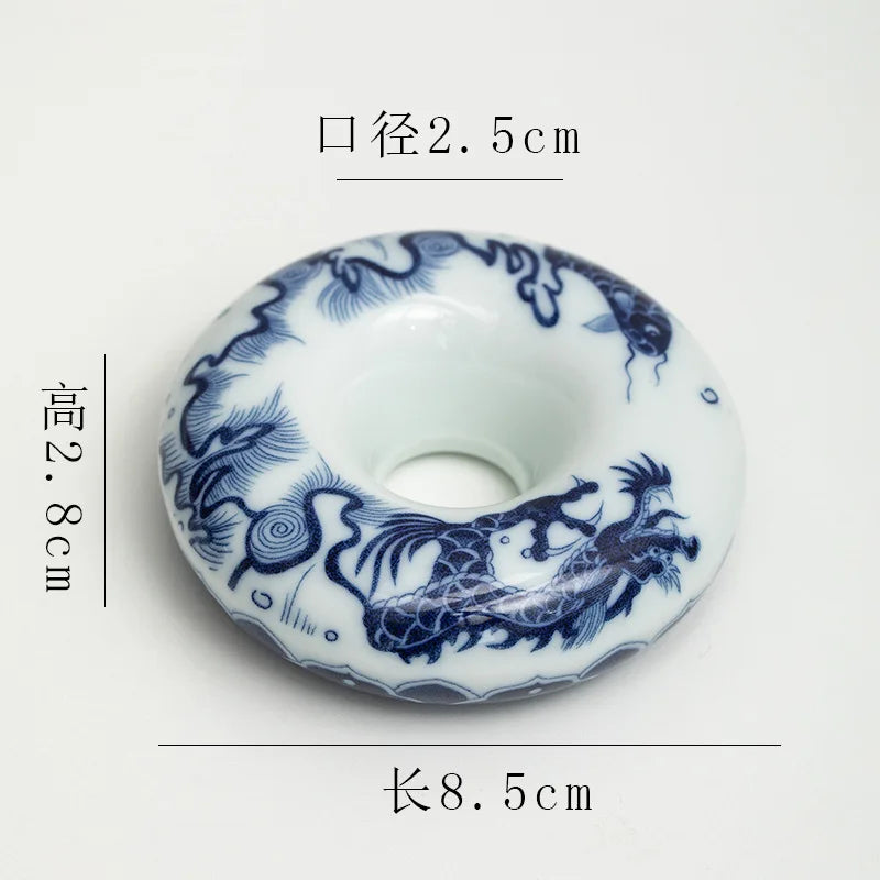 DecorBites™ Blue White Porcelain Teacup Tray Set, Chinese Retro Home Decor Accessory