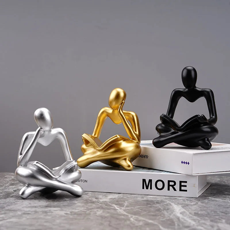 DecorBites™ Abstract Thinker Resin Figurine for Home Office Decor