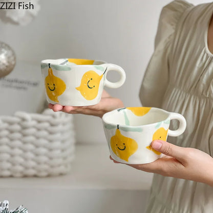 DecorBites™ Cartoon Pattern Ceramic Mug Set for Happy Dining and Tea Time