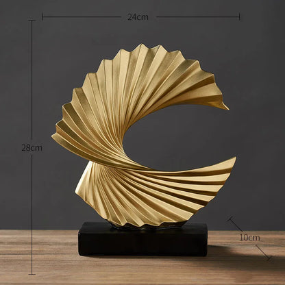 DecorBites™ Golden Resin Abstract Sculpture for Modern Home & Office Decor