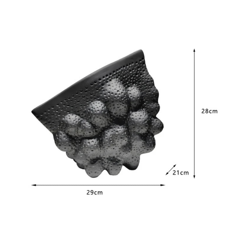 DecorBites™ Black Ceramic Pleated Vase for Stylish Flower Arrangements