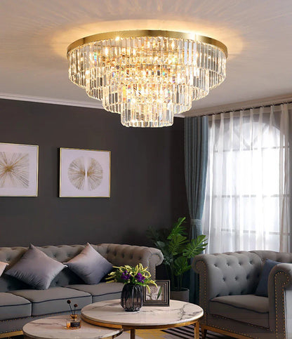 DecorBites™ Gold LED Crystal Ceiling Light for Modern Living Room, Luxury Home Decor