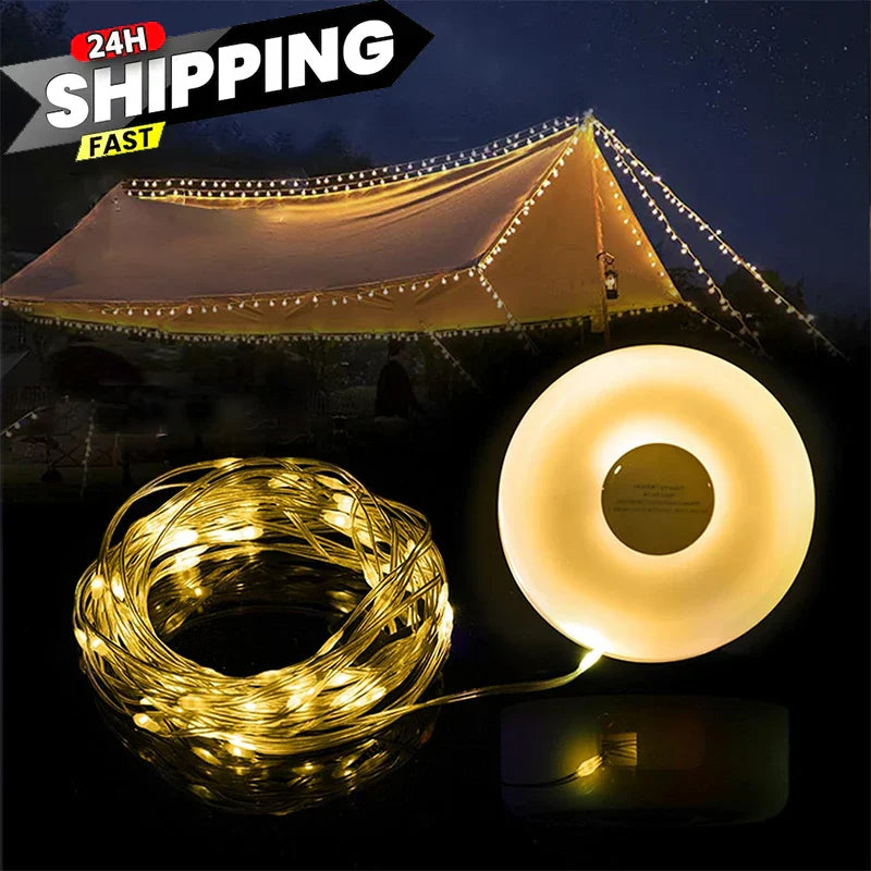 Tira de luz LED para camping DecorBites™ de 8 m de longitud, impermeable, para decoración de jardín y exteriores.