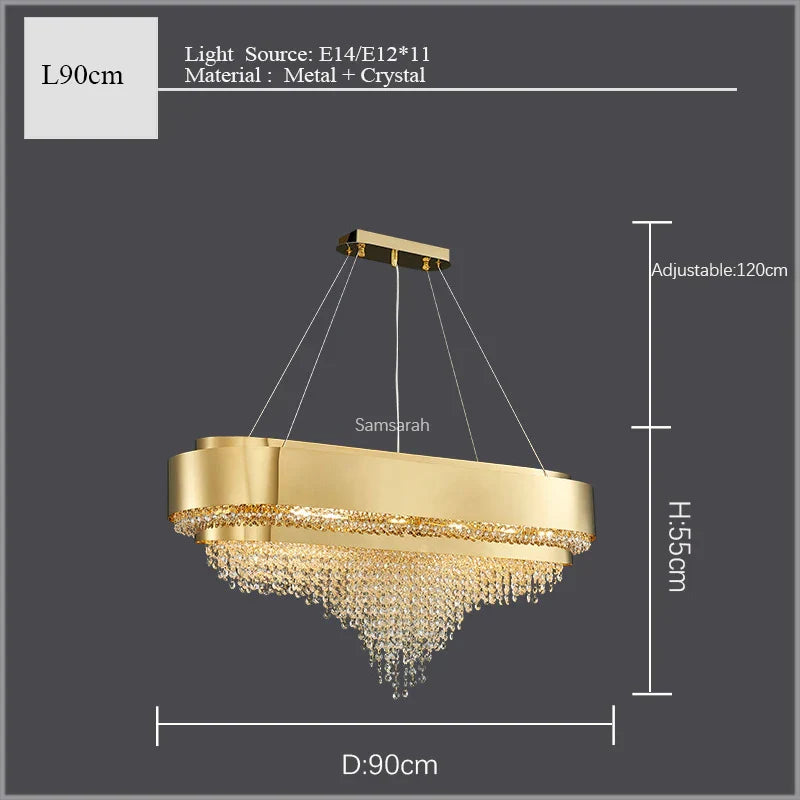 DecorBites™ Golden Crystal Chandelier for Luxury Living & Dining Rooms