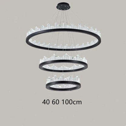 ثريا كريستال DecorBites™‎ بحلقات من الذهب الأسود - إضاءة LED فاخرة على الطراز الاسكندنافي لغرفة المعيشة