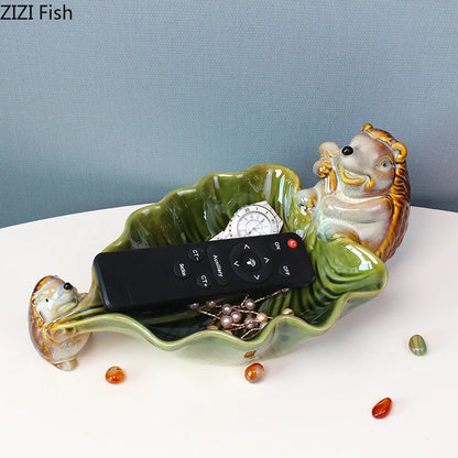 DecorBites™ Ceramic Leaf Decor Tray: Elegant Tableware, Fruit Snack Candy Storage Bowl