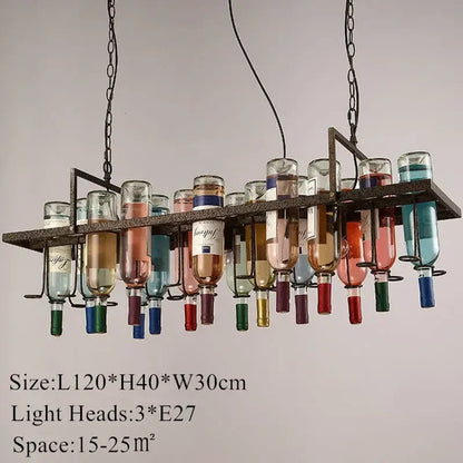 DecorBites™ Industrial Metal Wine Bottle Chandelier for Coffee Shop Bar LED Decor