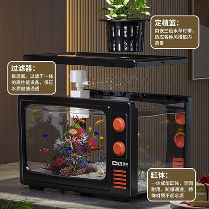 DecorBites™ Desktop Fish Tank: Filtered Oxygen Generator for Living Room Goldfish Aquarium