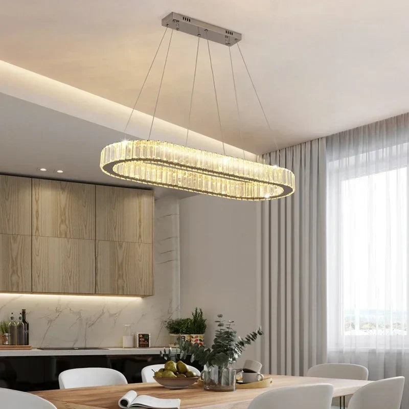 DecorBites™ Crystal Pendant Chandelier Modern LED Ceiling Light Fixture