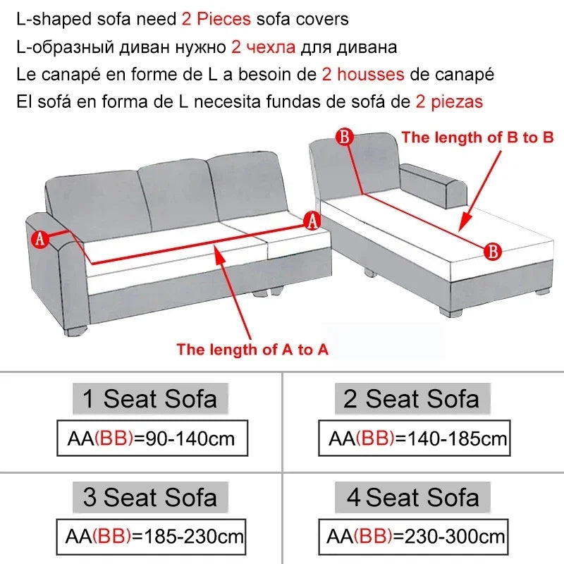 Decobites Printed Elastic Corner Sofa Cover Stretch Slipcovers for L Shaped Sectional Sofas