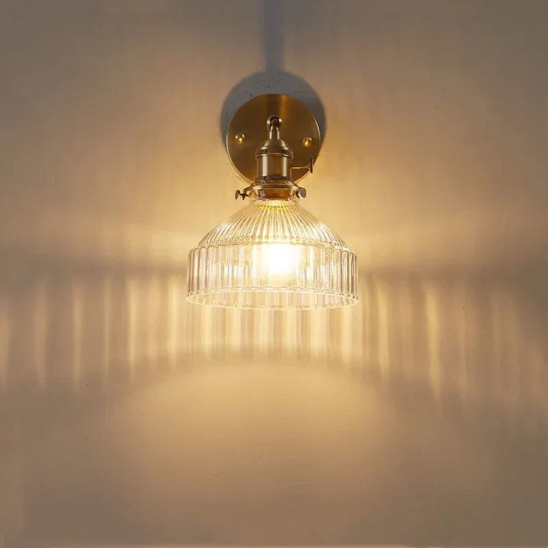 DecorBites™ Clear Glass Copper Socket LED Wall Lamp with Pull Chain Switch