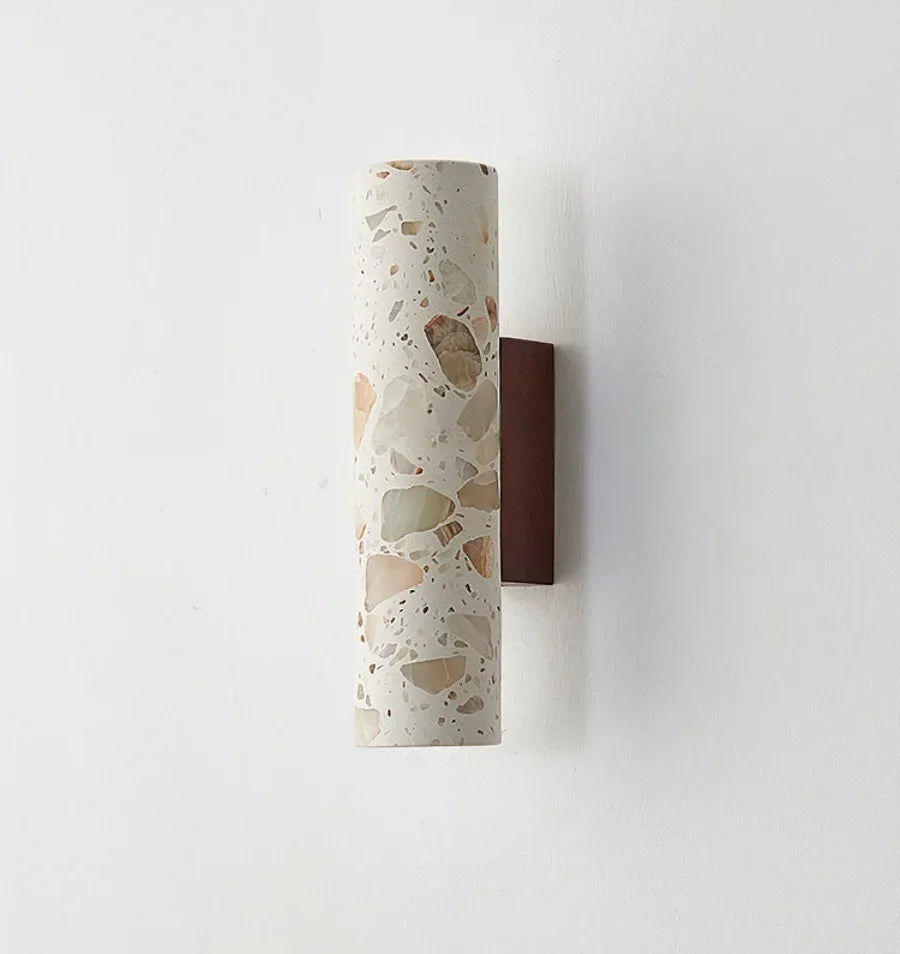 Aplique de pared LED DecorBites™ con diseño moderno nórdico y dosel de madera de terrazo para espejo de baño