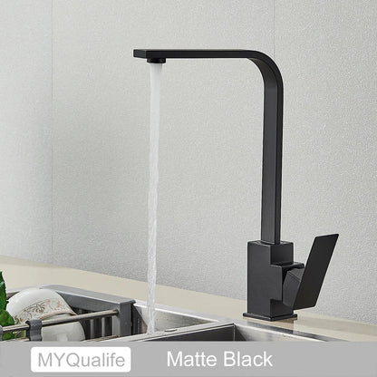 DecorBites™ Kitchen Faucet: Chrome/Gold 360° Rotation Mixer Tap, Deck Mounted Utility Sink