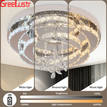 DecorBites™ Crystal Raindrop Flowers Remote LED Chandelier Ceiling Light for Living Room