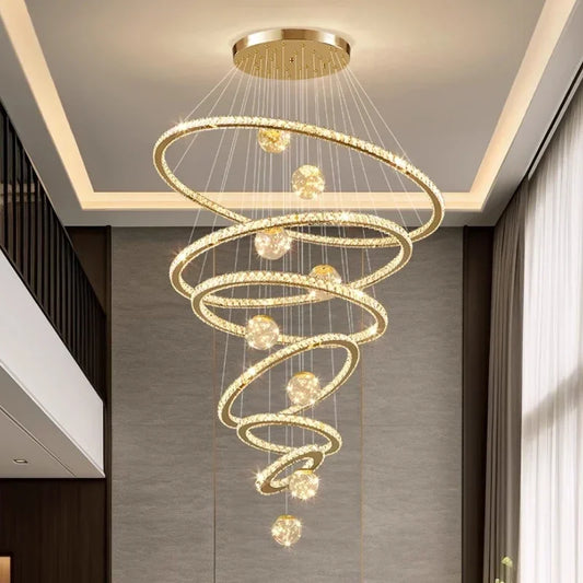 DecorBites™ Crystal LED Chandelier: Modern Living Room Pendant Lights, Glass Globe Hanging Lamp