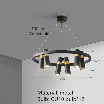 DecorBites™ مصباح LED دائري معدني أسود لغرفة المعيشة وغرفة الطعام والمطبخ وديكور البار