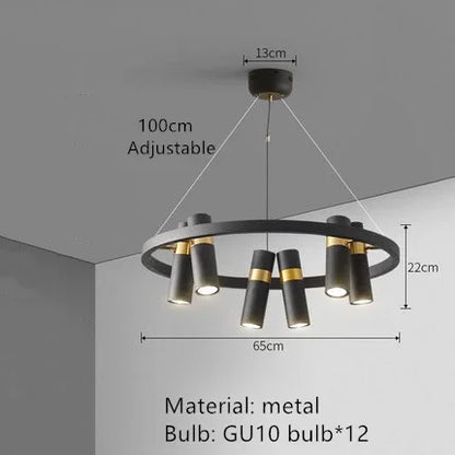 DecorBites™ مصباح LED دائري معدني أسود لغرفة المعيشة وغرفة الطعام والمطبخ وديكور البار
