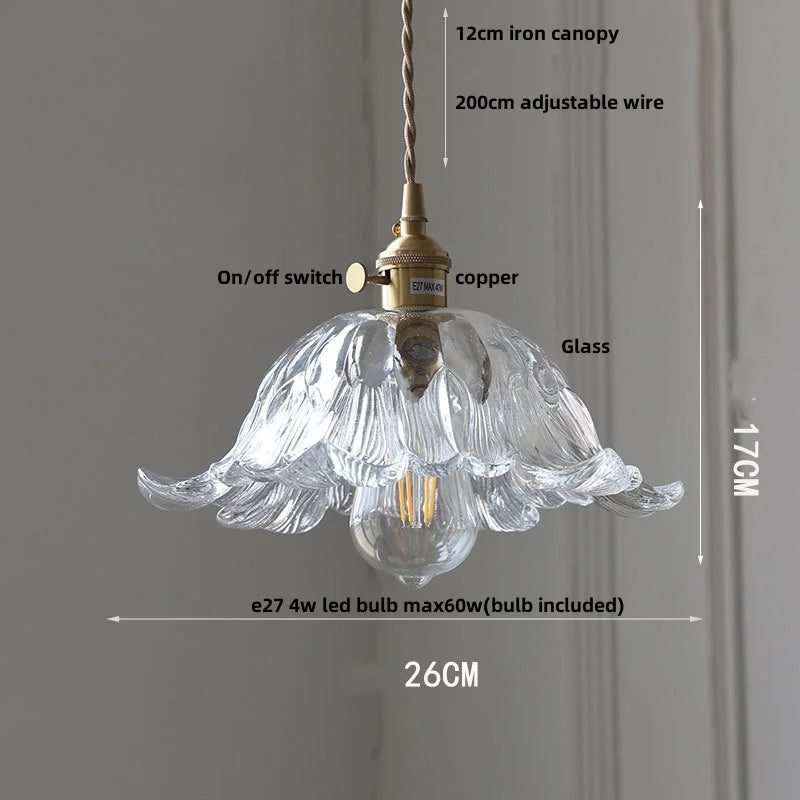 Green Glass Pendant Light Nordic Iron Frame