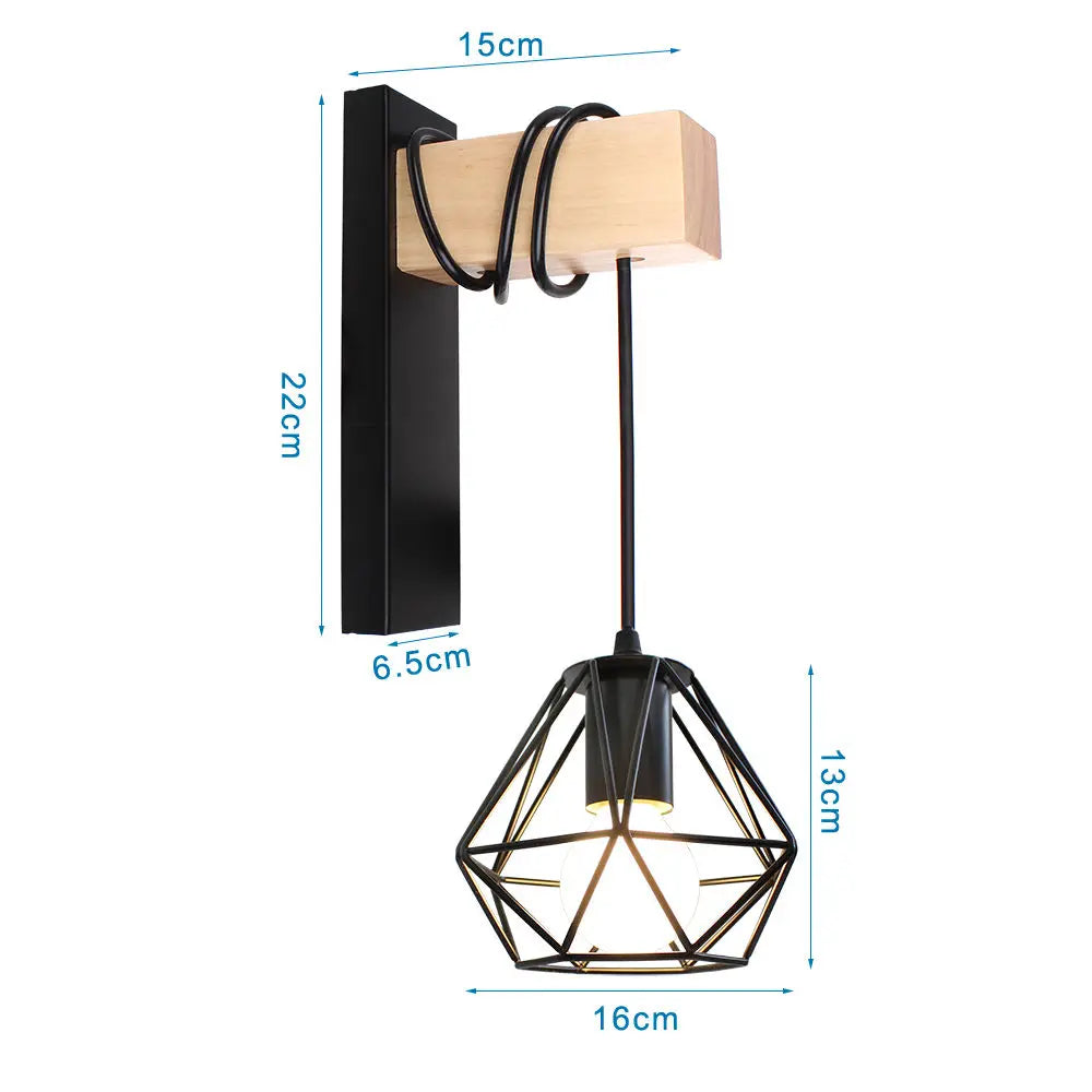 Decorbites™ Loft Amerikanisches Eisenholz Wandarmleuchte Vintage Käfigschutz Lampenschirm Armatur