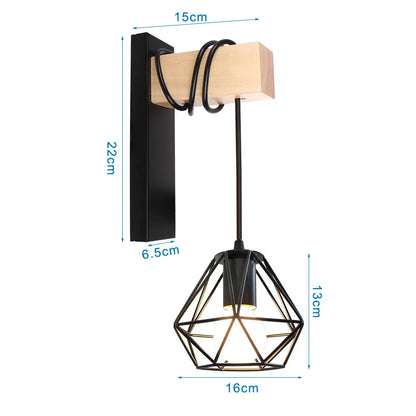 Decorbites™ Loft Amerikanisches Eisenholz Wandarmleuchte Vintage Käfigschutz Lampenschirm Armatur