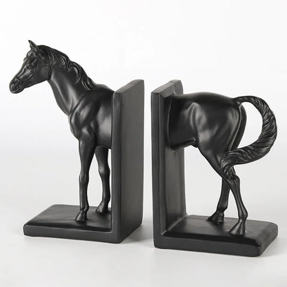 "ديكوربايتس™ تمثال حصان أسود من الراتنج، مناسب لديكور المنزل، ورفوف الكتب"