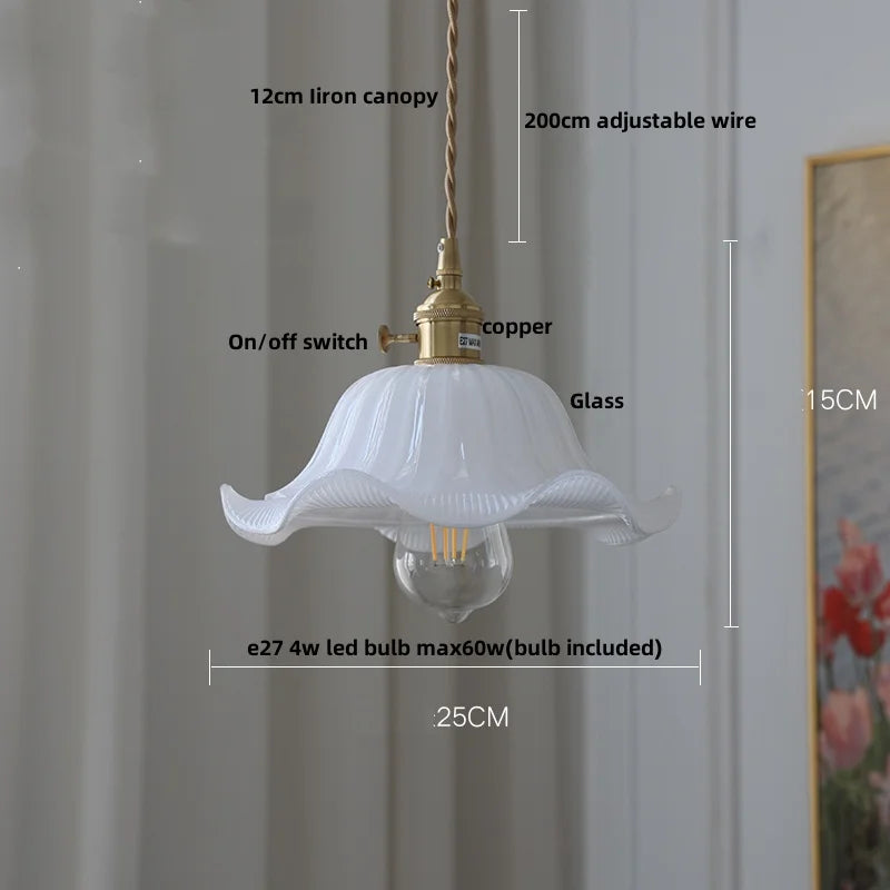 DecorBites™ Clear Glass LED Pendant Light Fixture Modern Copper Knob Switch Hang Lamp