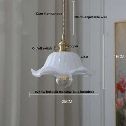 DecorBites™ Clear Glass LED Pendant Light Fixture Modern Copper Knob Switch Hang Lamp