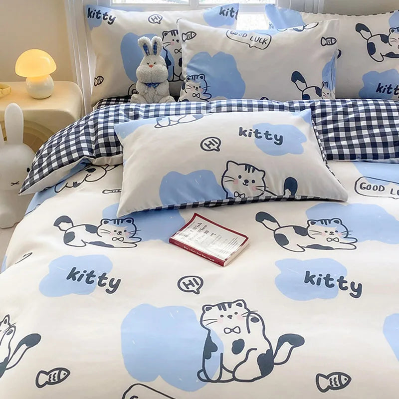 DecorBites™ Cute Printed Cotton Duvet Cover for Double Queen Bed - Cozy & Non-Fading