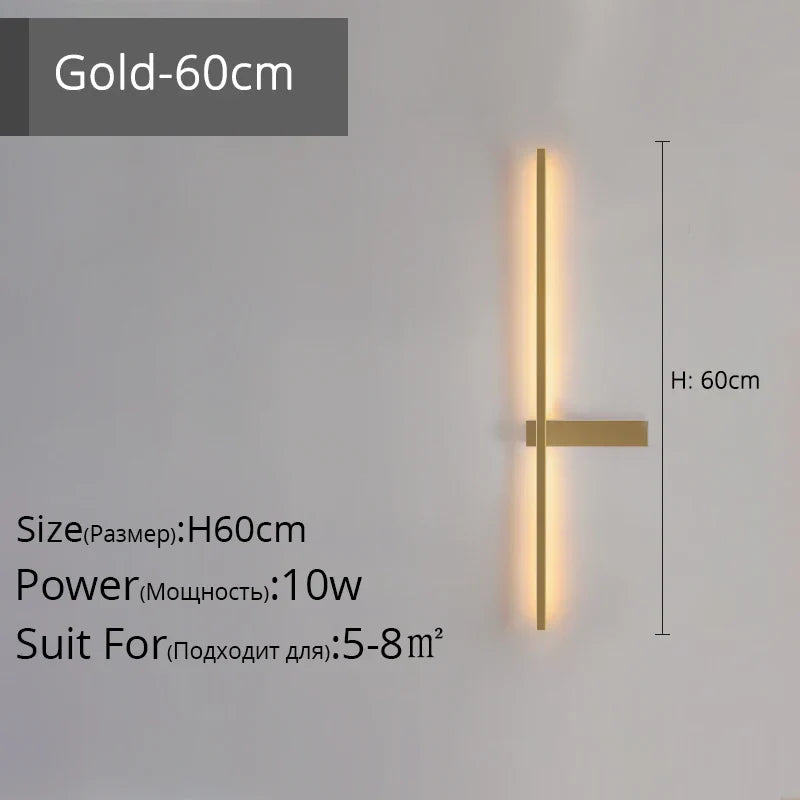 DecorBites™ LED Wall Lamp, Modern Minimalist Design, Aluminum, Indoor Lighting, Gold/Black, AC85-260V