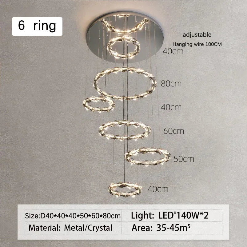 DecorBites™ Crystal Ring Chandelier: Modern Dimmable LED Ceiling Fixture