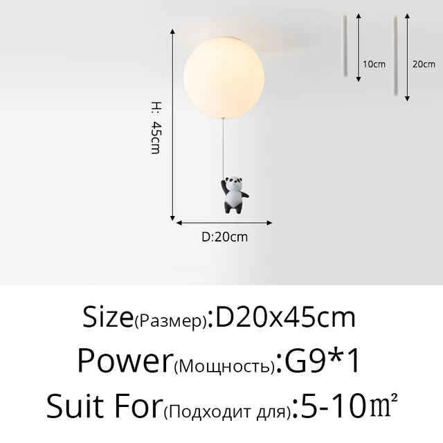 DecorBites™ Kids Cartoon Panda Polar Bear Ceiling Light Chandelier for Boys and Girls' Bedroom