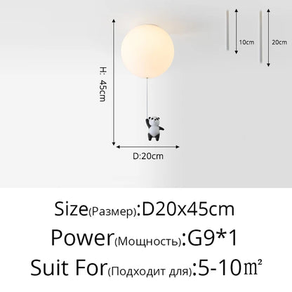 DecorBites™ Kids Cartoon Panda Polar Bear Ceiling Light Chandelier for Boys and Girls' Bedroom