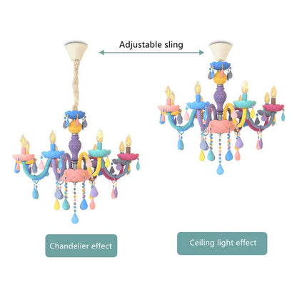 DecorBites™ Crystal Chandelier Modern Macaron Color Children Room Luminaire