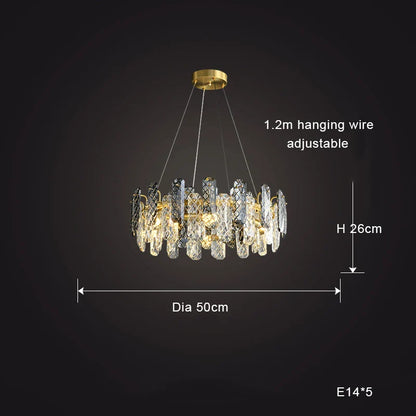 DecorBites™ Crystal Round Chandelier: Modern Dining Room Lighting Fixture, Nordic Style Decoration