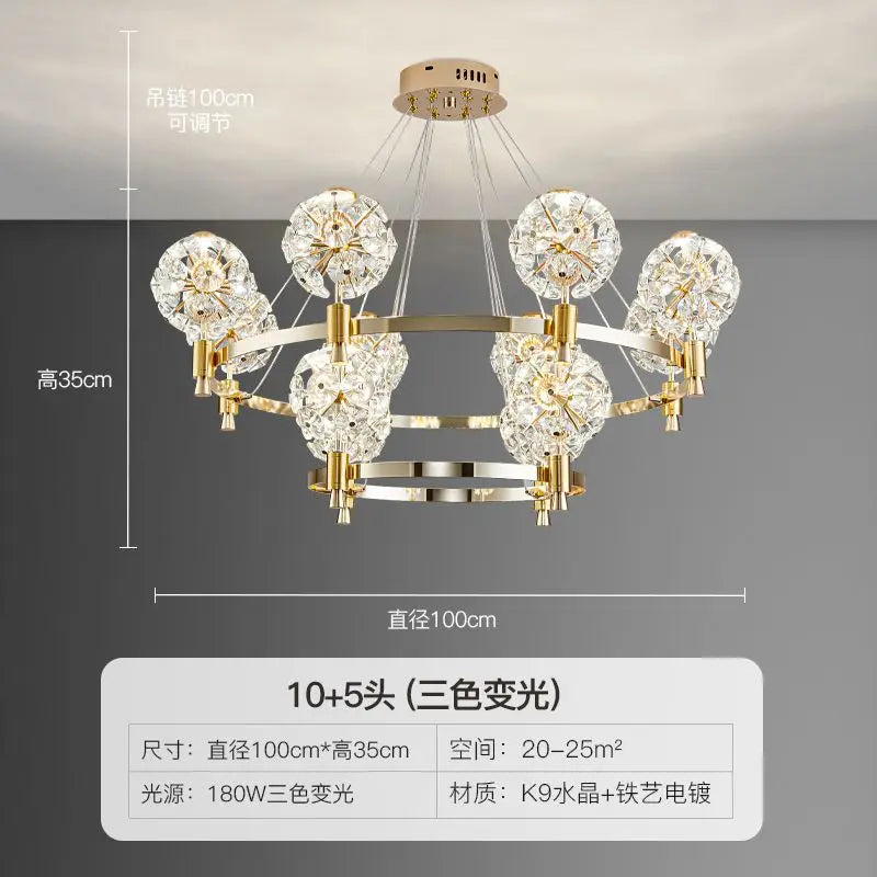 DecorBites™ Crystal Chandelier: Dandelion Design for Luxe Living Room, Dining, or Master Bedroom