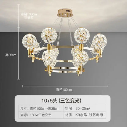 DecorBites™ Crystal Chandelier: Dandelion Design for Luxe Living Room, Dining, or Master Bedroom