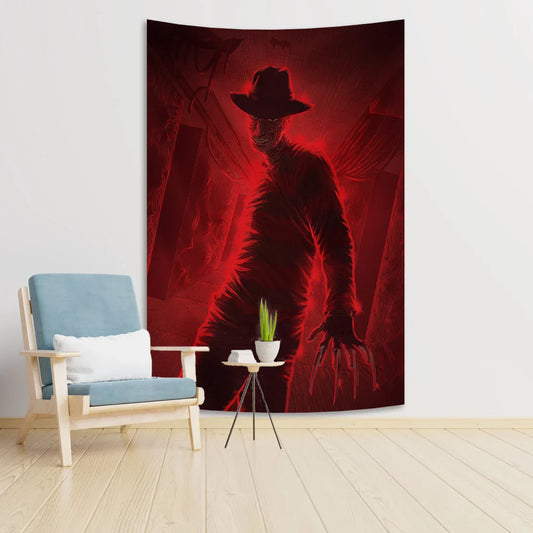 DecorBites™ Horror Movie Freddy Krueger Wall Tapestry: Scary Halloween Room Decoration