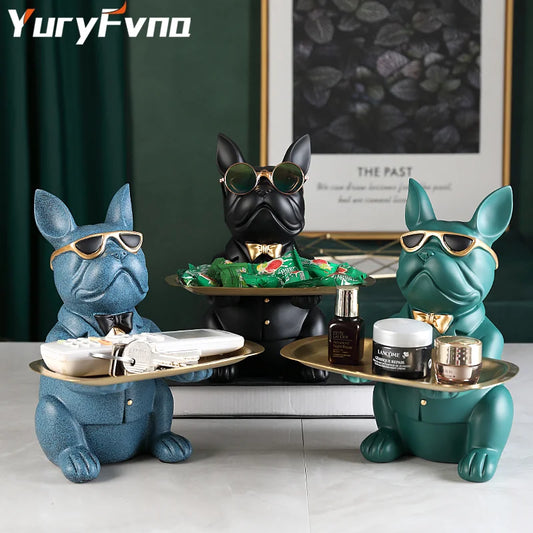DecorBites™ French Bulldog Figurine Tray Sculpture Coin Bank Home Decor Statue