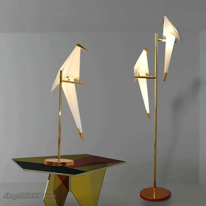 DecorBites™ Bird Origami Floor Lamp | Nordic Gold Bedroom Living Room Study Reading Light
