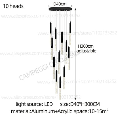 DecorBites™ Cylindrical Chandelier: Modern Nordic Indoor Lighting for Living Room, Staircase & Ceiling