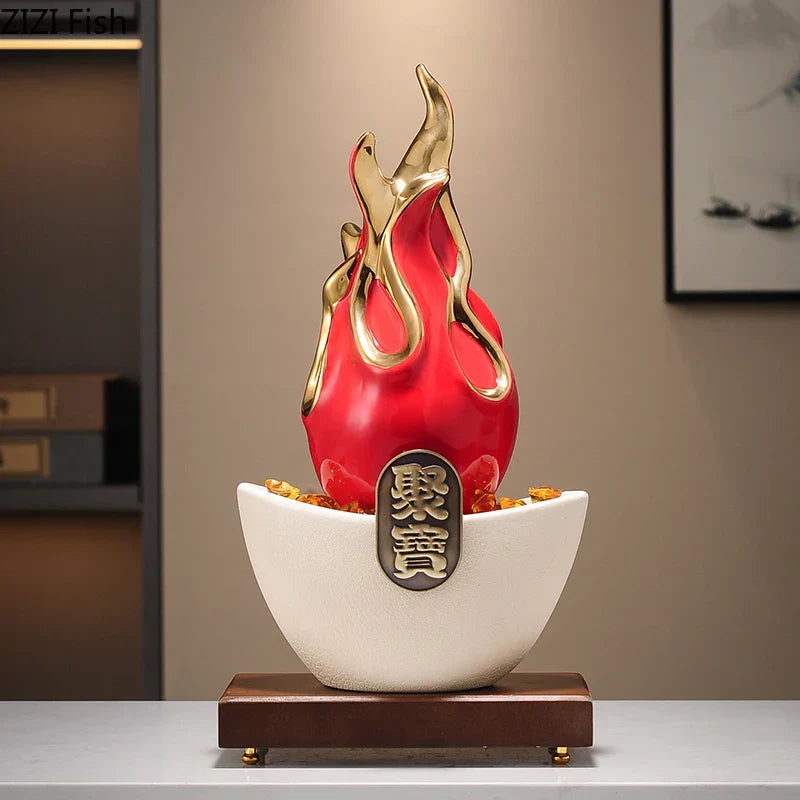 ديكور بايتس™ - زينة سيراميكية على شكل قطة بيتايا مطلية بالذهب، لتزيين المناظر الطبيعية