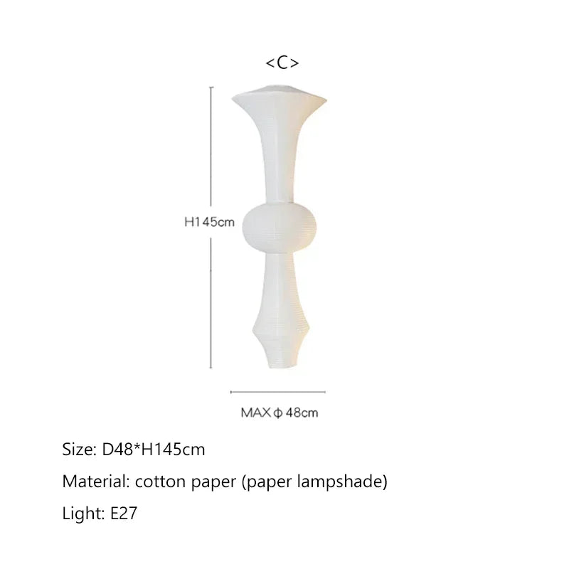 DecorBites™ Japanese Cotton Paper Pendant Lamp Wabi Sabi Chandelier with E27 Bulb