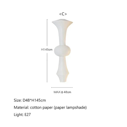 DecorBites™ Japanese Cotton Paper Pendant Lamp Wabi Sabi Chandelier with E27 Bulb