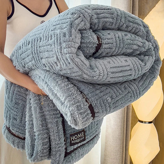 Manta de invierno de lujo de doble capa de forro polar coral DecorBites™