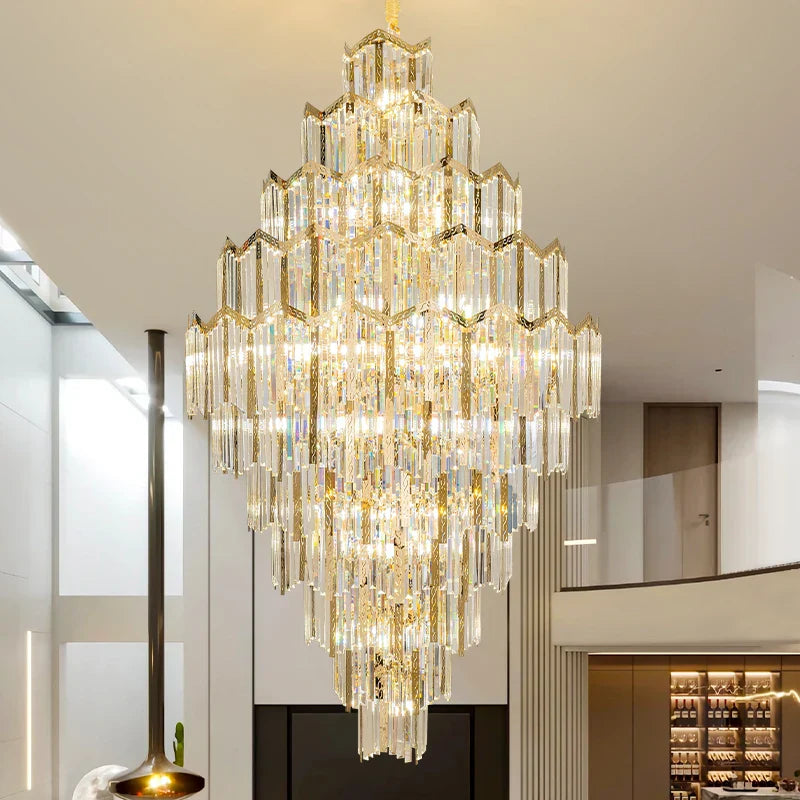 DecorBites™ Crystal Chandelier: Modern Simple Luxury for Duplex Villa & Loft
