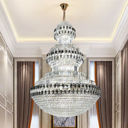 DecorBites™ Crystal Chandelier Luxury Duplex Building Hollow Luxury Lamp