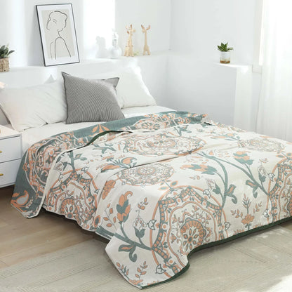 DecorBites™ Boho Mandala Cotton Summer Blanket - Double-Sided Soft Throw for Beds, Sofas