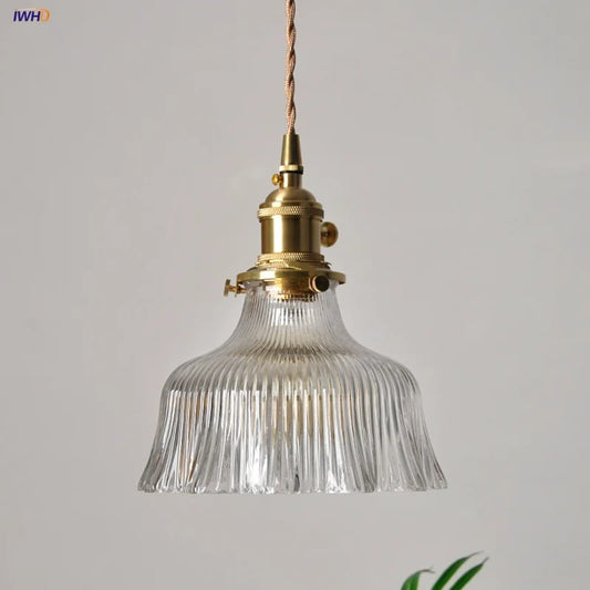 DecorBites™ Clear Glass LED Pendant Lights with Copper Knob Switch for Dining Room