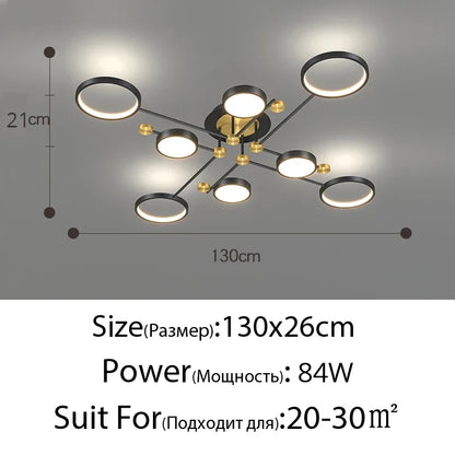 DecorBites™ Elegant Multi-Head Gold LED Ceiling Lamp for Living Room & Bedroom