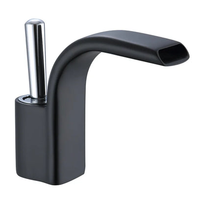 DecorBites™ Black Brass Waterfall Basin Faucet, Single Hole Hot Cold Sink Mixer Tap